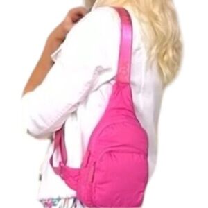 Wildfox Parachute Crossbody Zip Sling Belt Purse Pink Puffy Bag